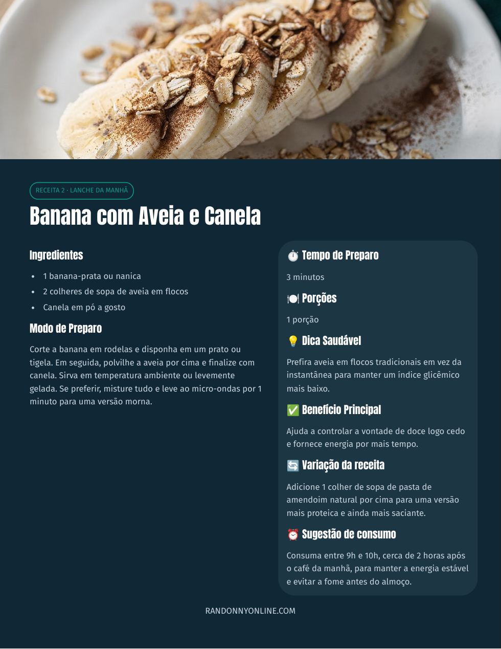 Banana com aveia e canela