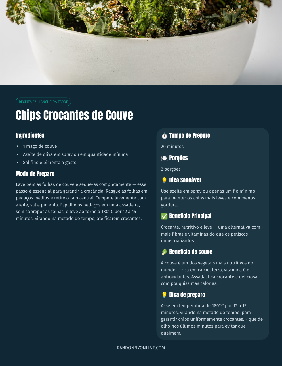 Chips crocantes de couve