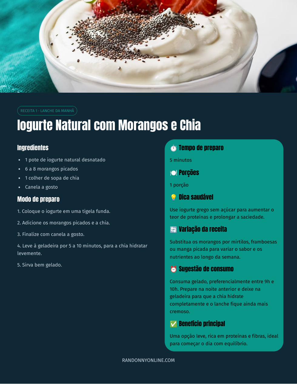 Iogurte com chia e morangos