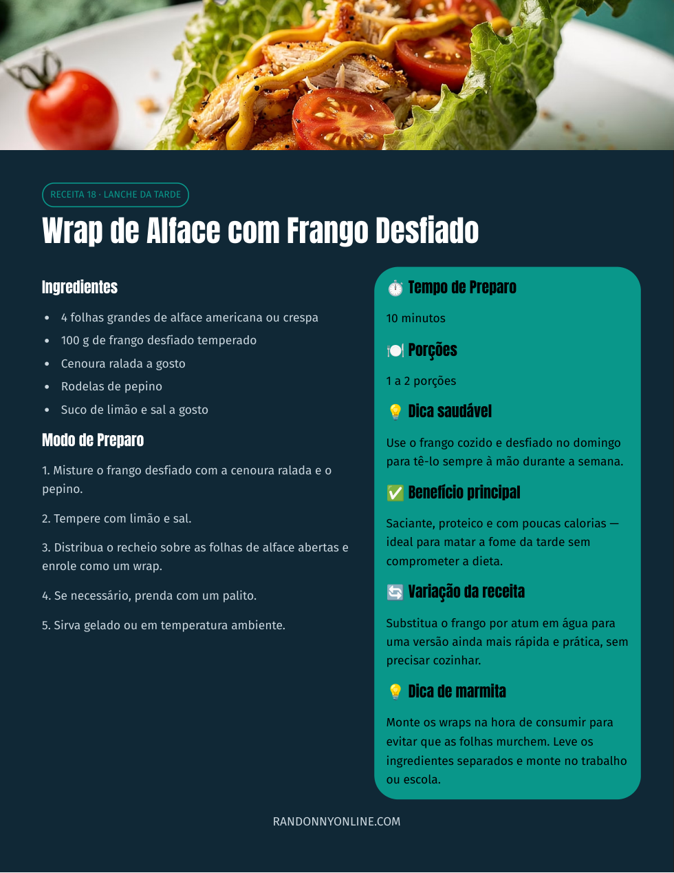 Wrap de alface com frango